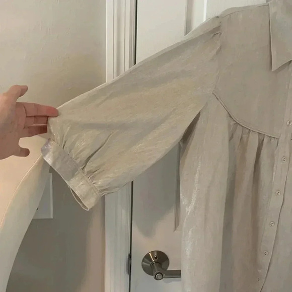 Style & co. Tan/ neutral linen blouse size 18 - Picture 2 of 9